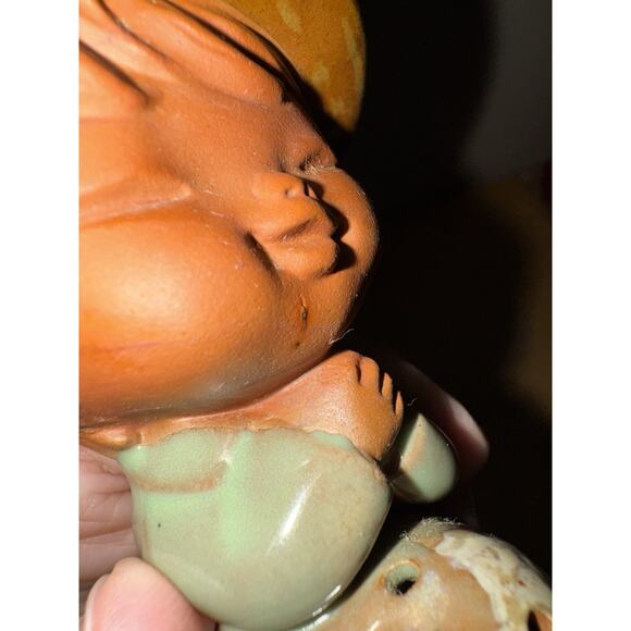 Vintage UCTCI Japan Redware Clay Pottery Boy with Mushroom Figurine READ - Picture 4 of 9